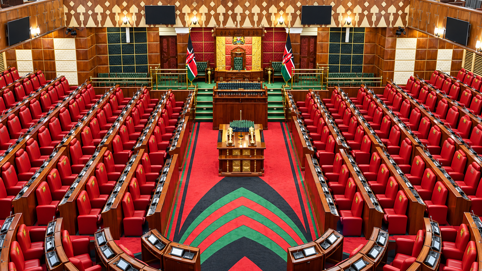 Illustration of an empty parliamentary chamber